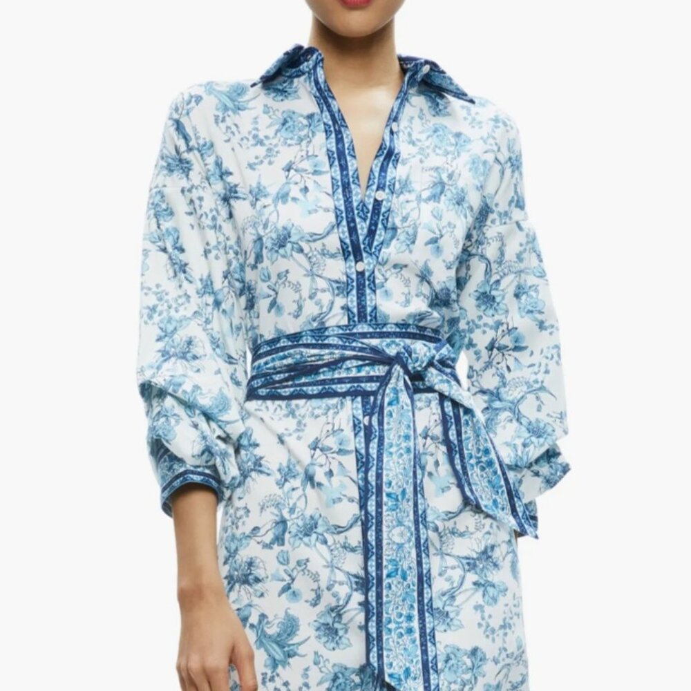 Alice and Olive Ranika Floral Stretch Cotton Maxi Shirtdress, size XL